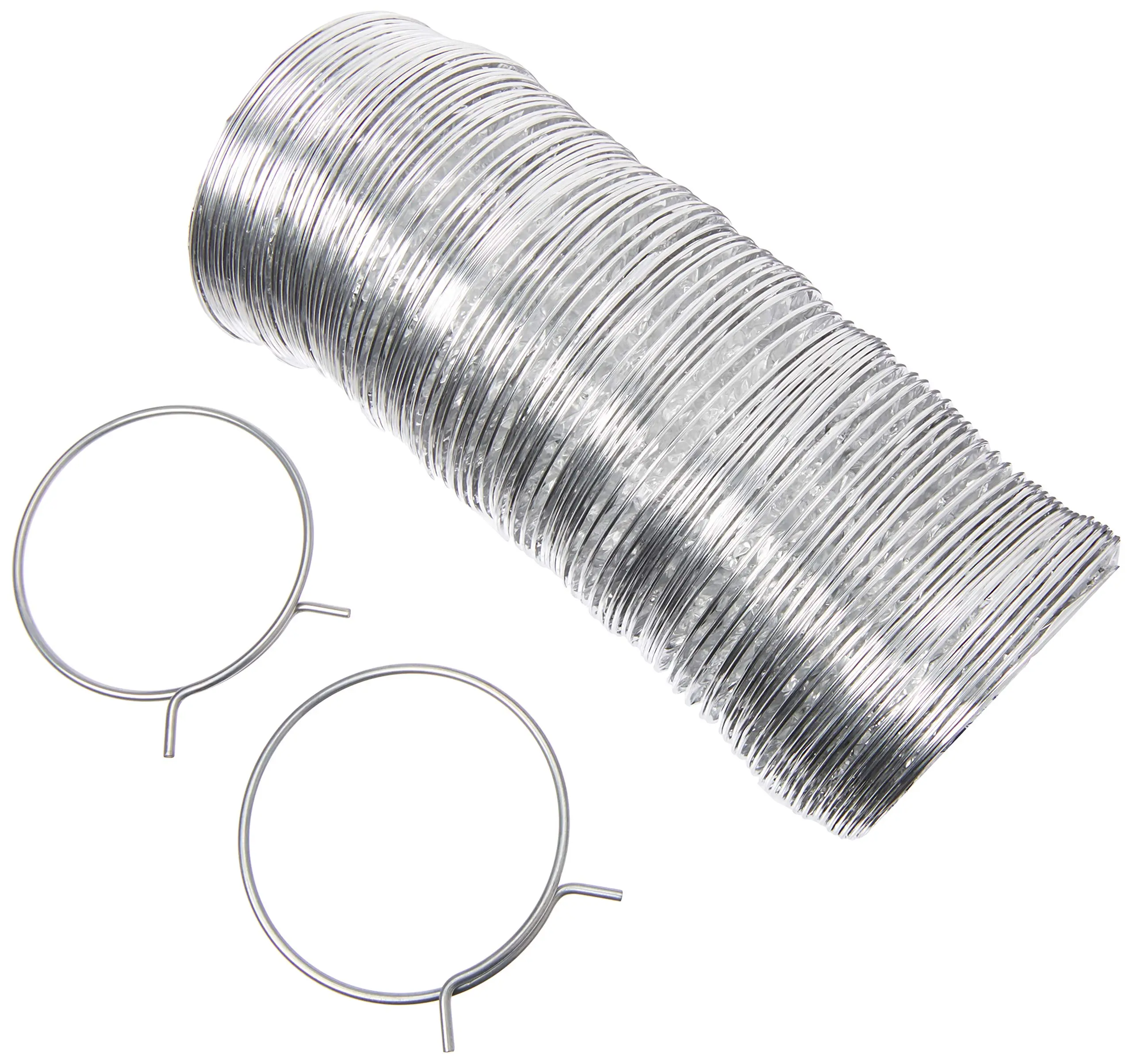 Deflecto Super-Flex 4in Multilayered Flexible Aluminum Duct For Dryer Ventilation, Silver, VENFO408MSX