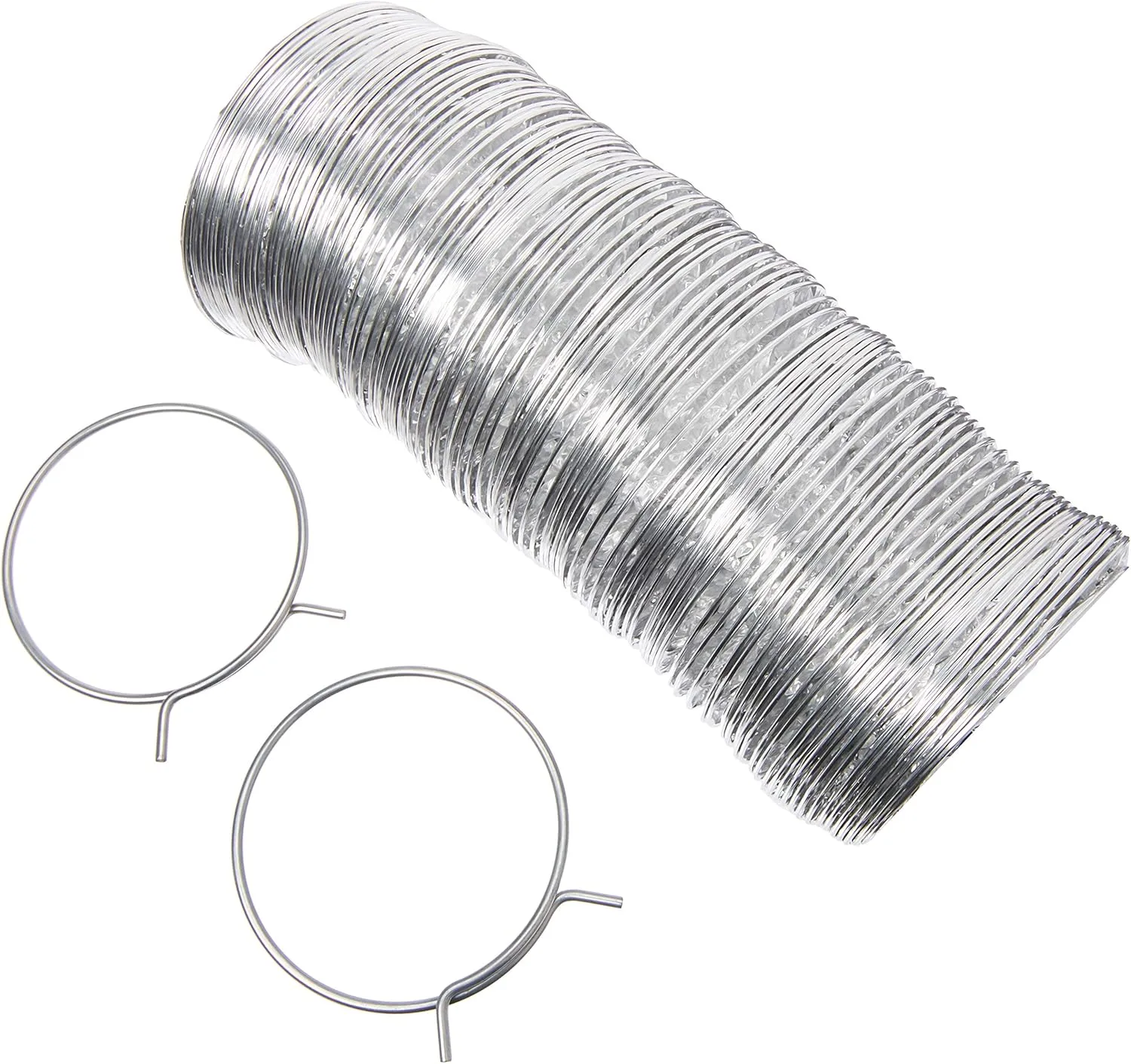 Deflecto Super-Flex 4in Multilayered Flexible Aluminum Duct For Dryer Ventilation, Silver, VENFO408MSX