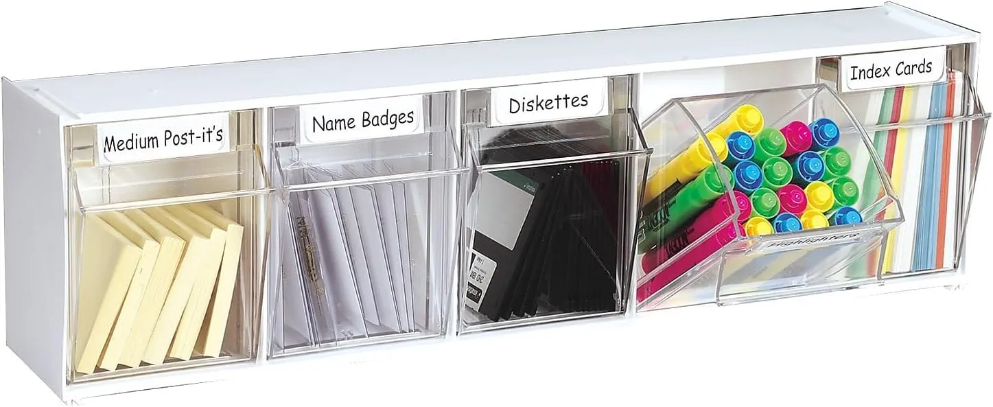 DEFLECTO Interlocking Tilt Bin Storage System