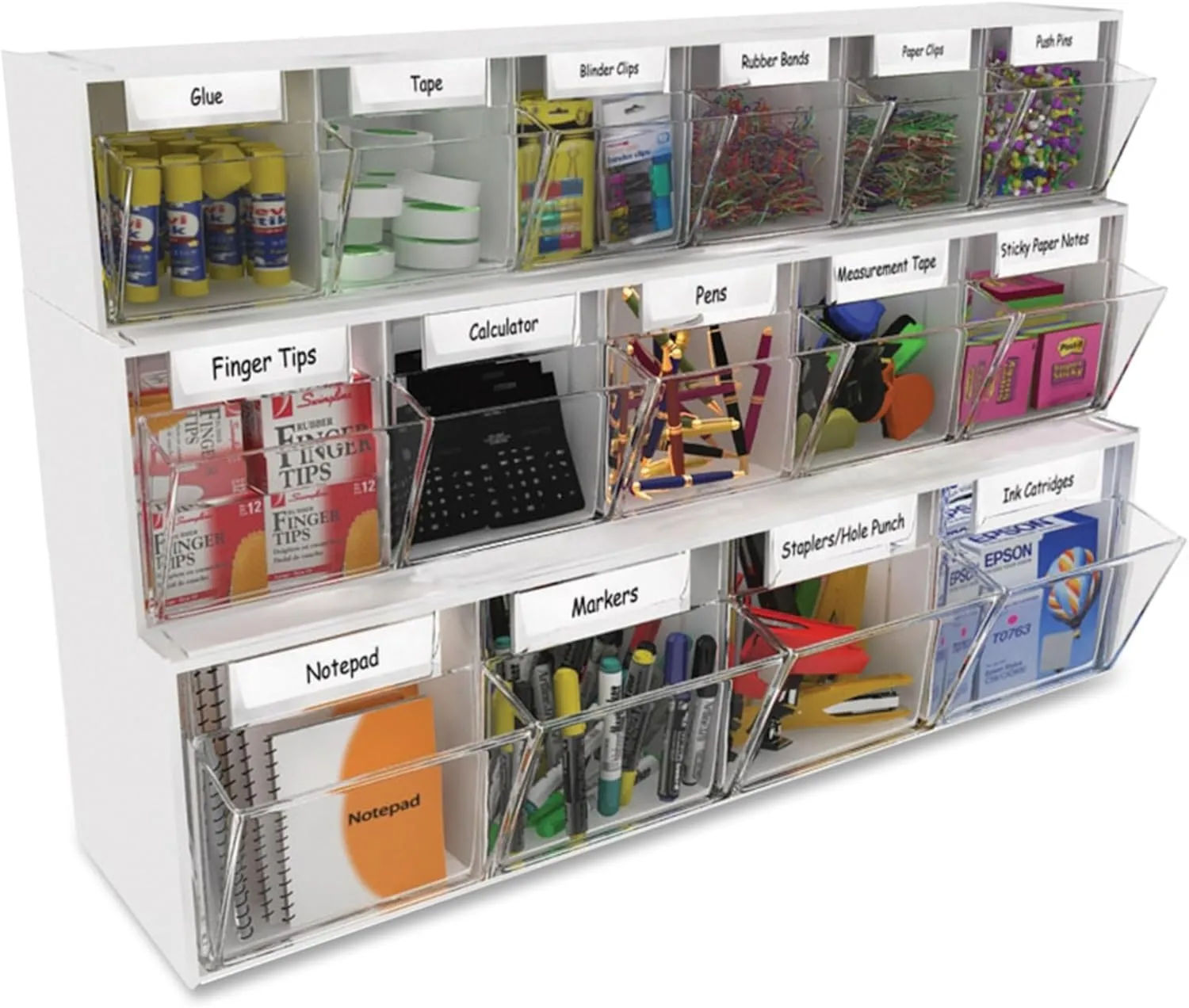DEFLECTO Interlocking Tilt Bin Storage System