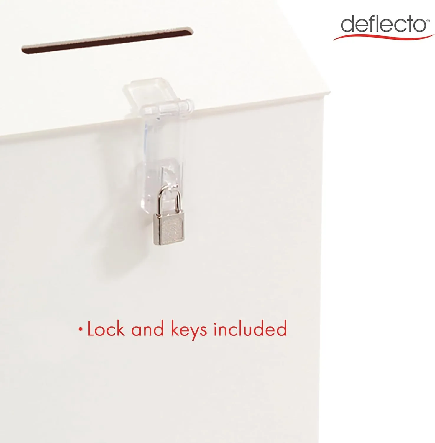 Deflecto 79803 Plastic Suggestion Box with Locking Top, White