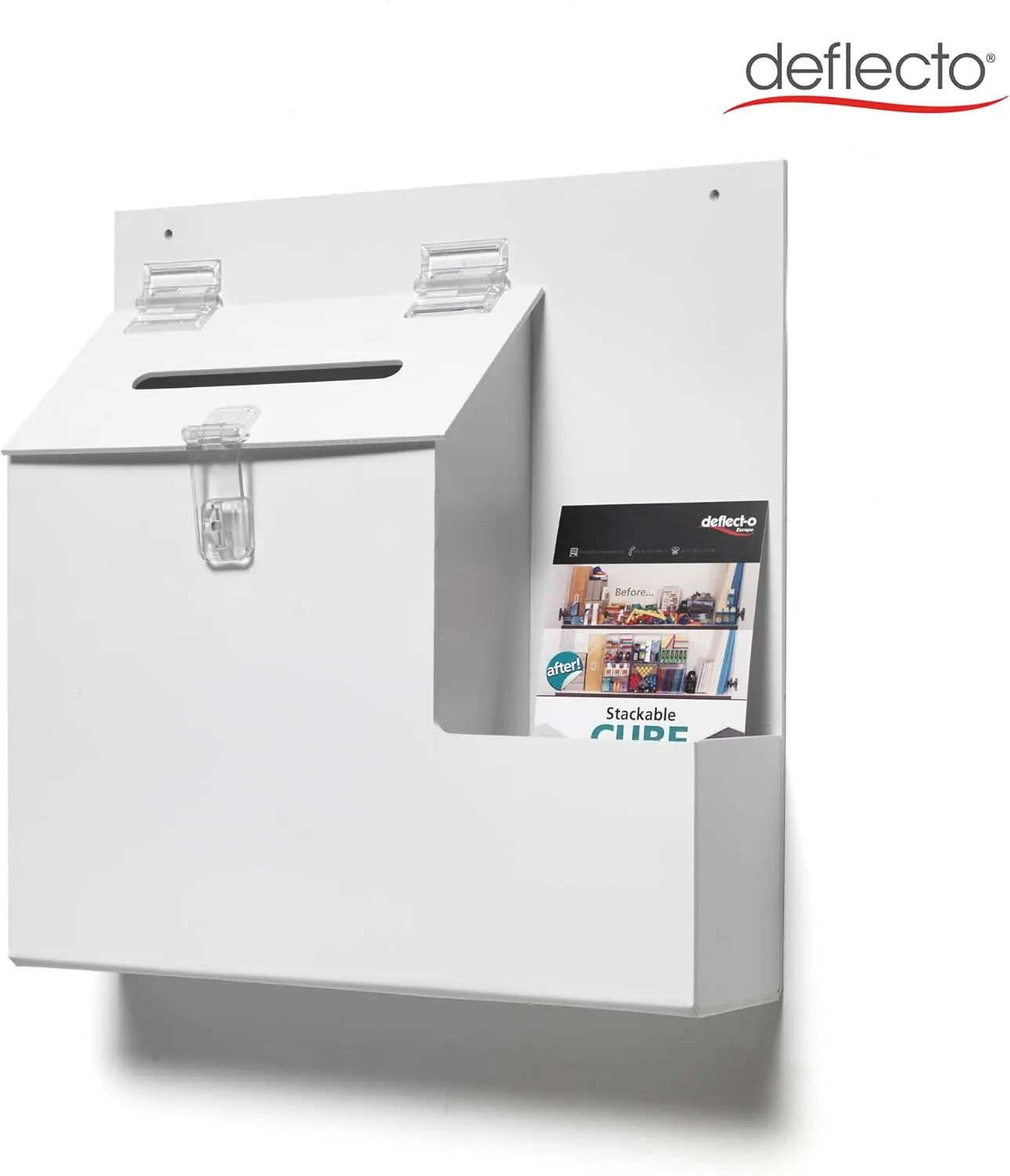 Deflecto 79803 Plastic Suggestion Box with Locking Top, White