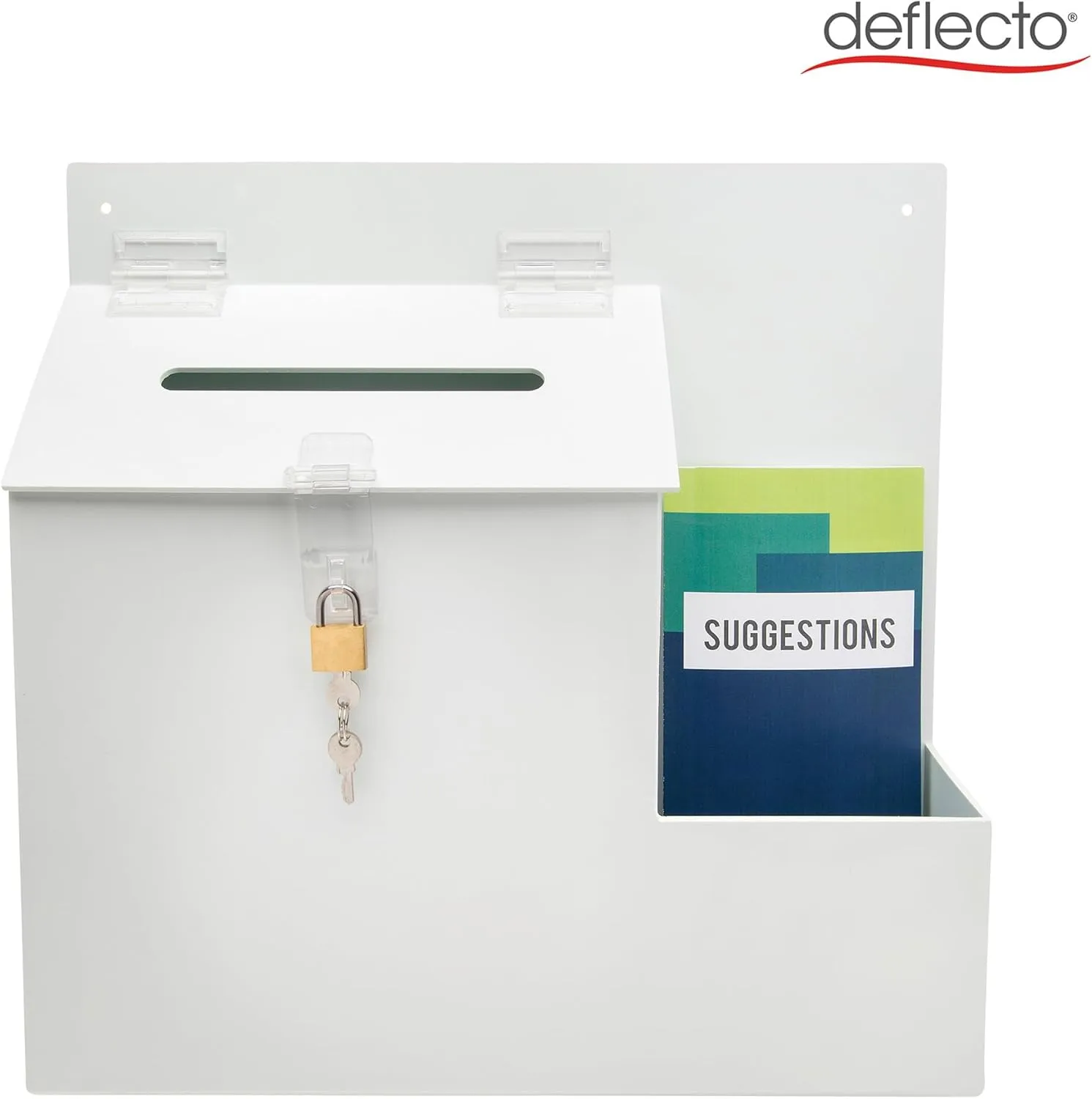 Deflecto 79803 Plastic Suggestion Box with Locking Top, White