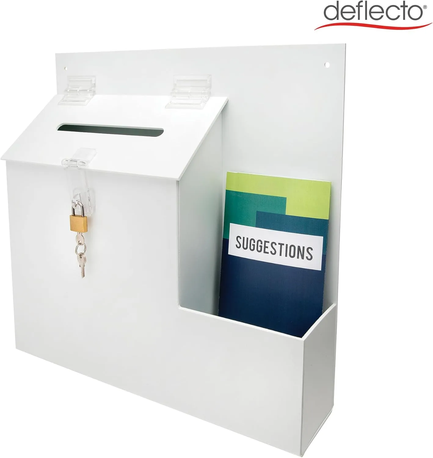 Deflecto 79803 Plastic Suggestion Box with Locking Top, White