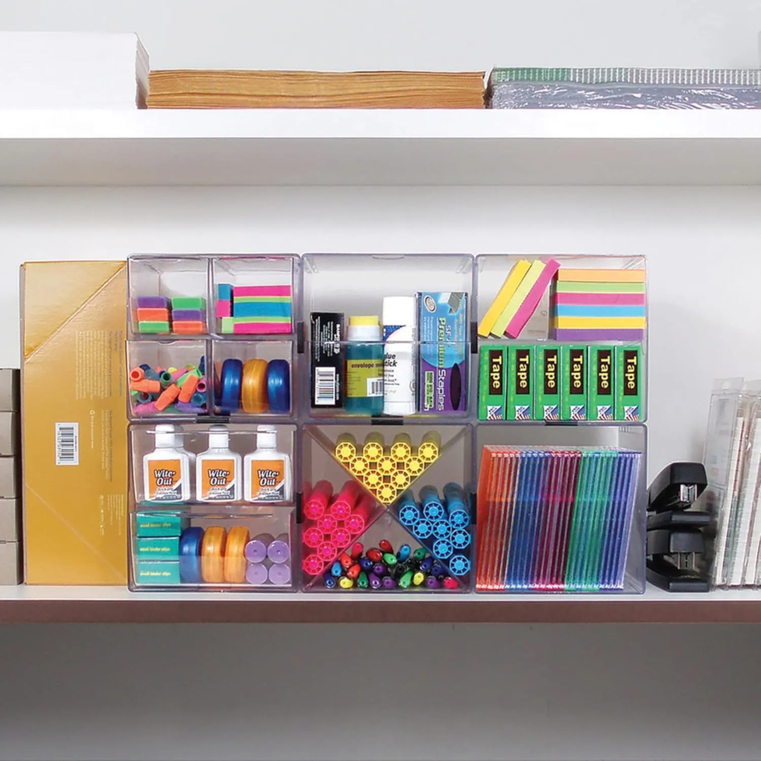 DEFLECTO Stackable Clear Cube Organizer, Plastic