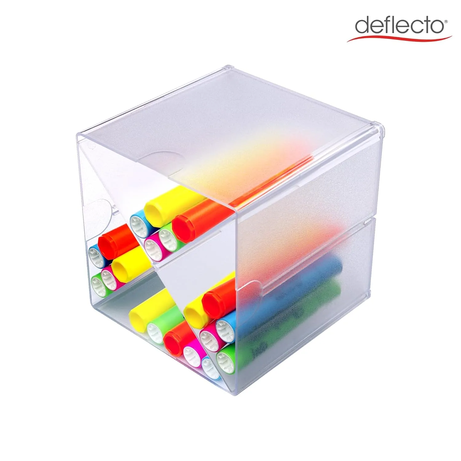 DEFLECTO Stackable Clear Cube Organizer, Plastic