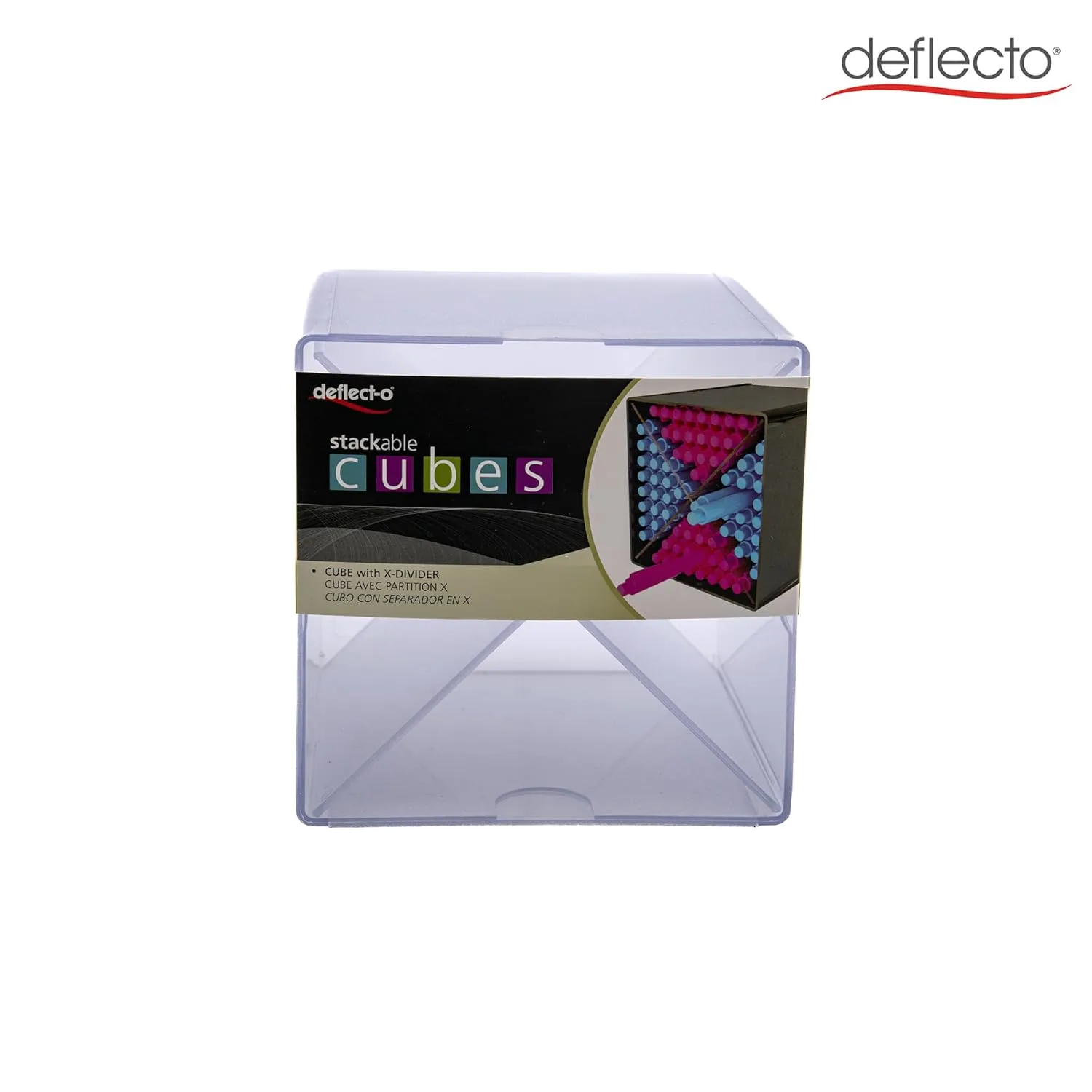 DEFLECTO Stackable Clear Cube Organizer, Plastic