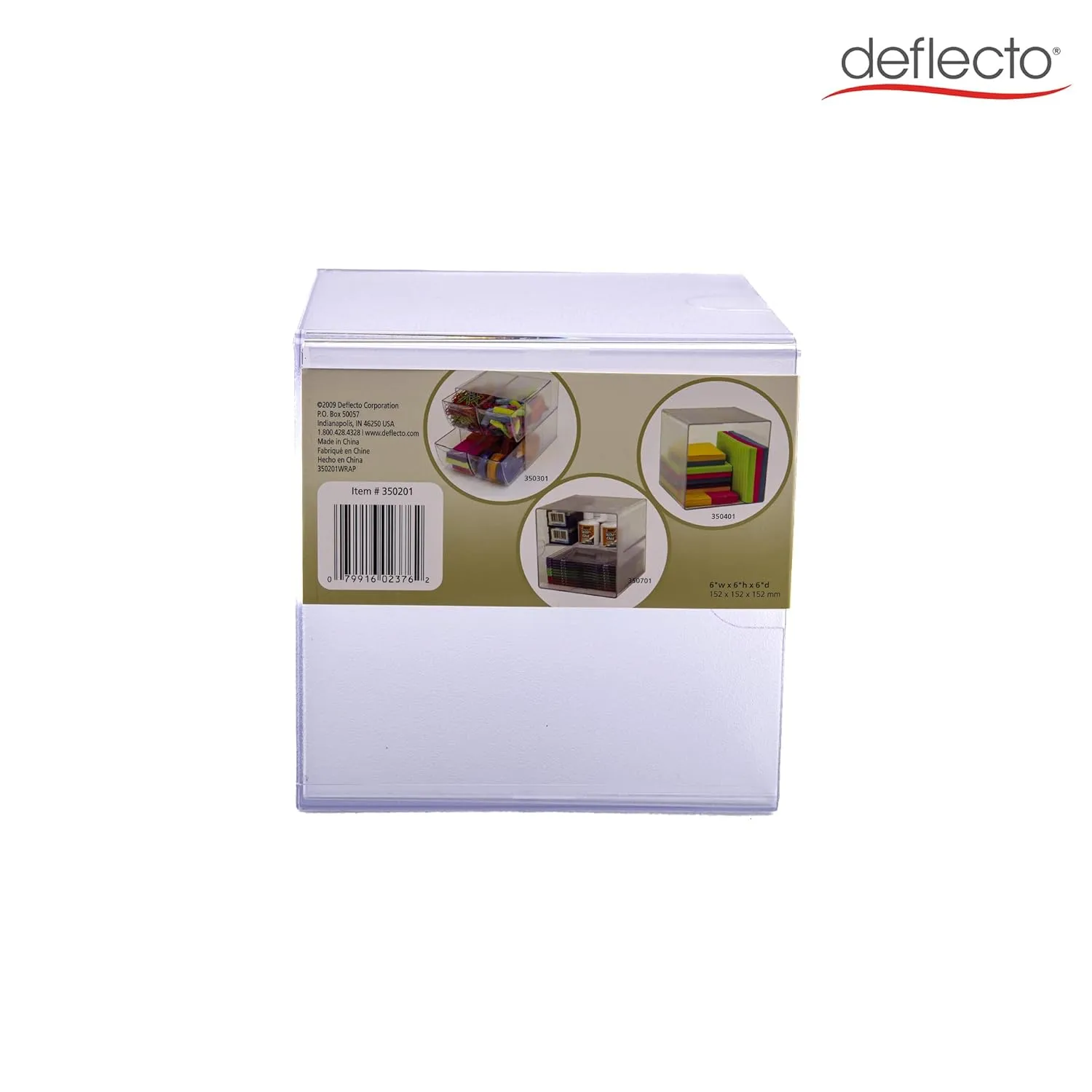 DEFLECTO Stackable Clear Cube Organizer, Plastic