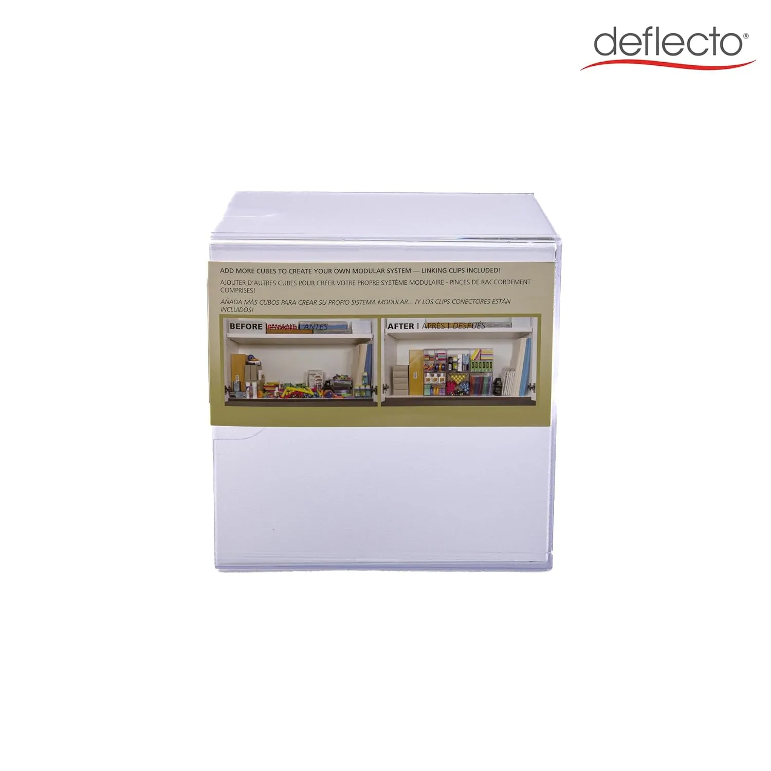 DEFLECTO Stackable Clear Cube Organizer, Plastic