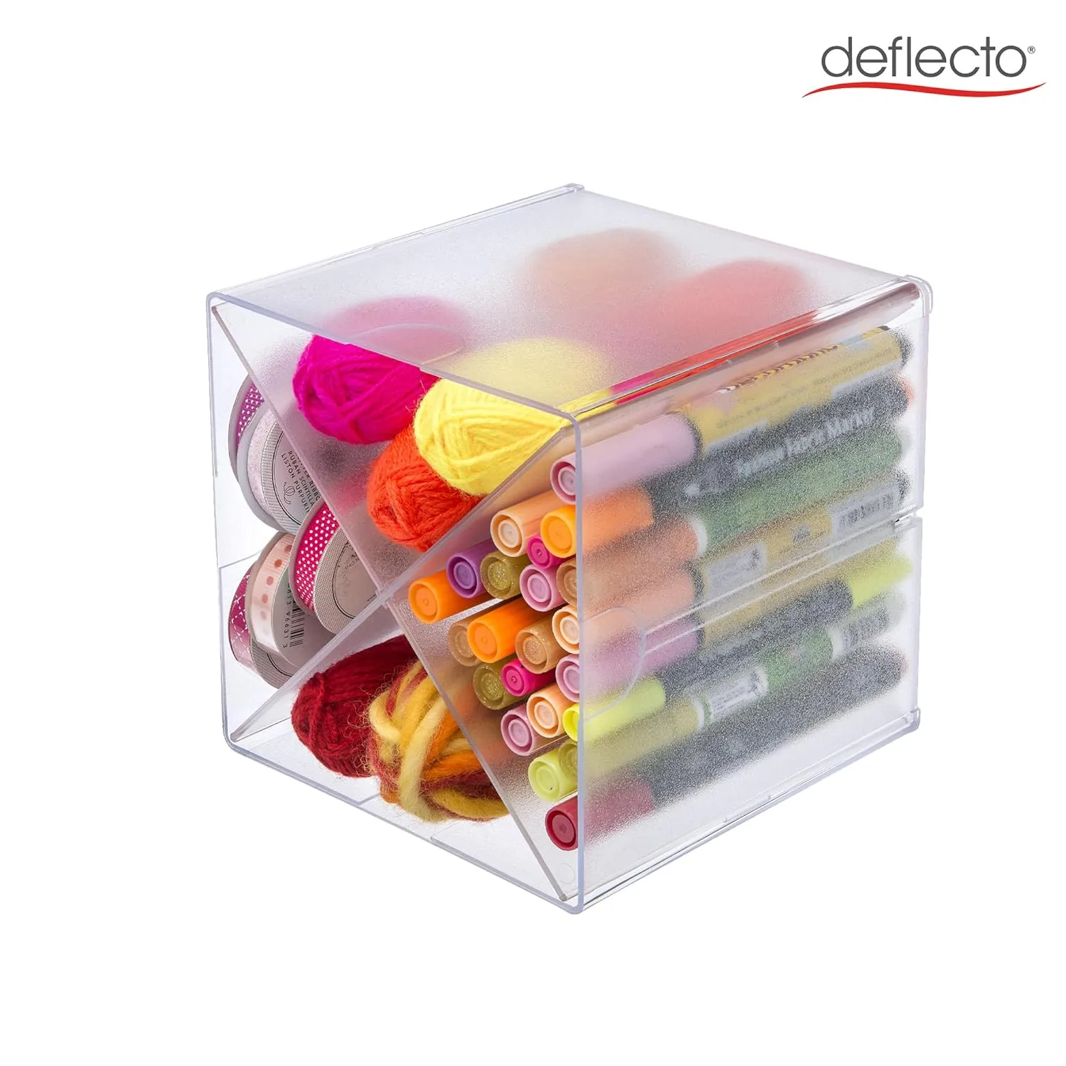 DEFLECTO Stackable Clear Cube Organizer, Plastic