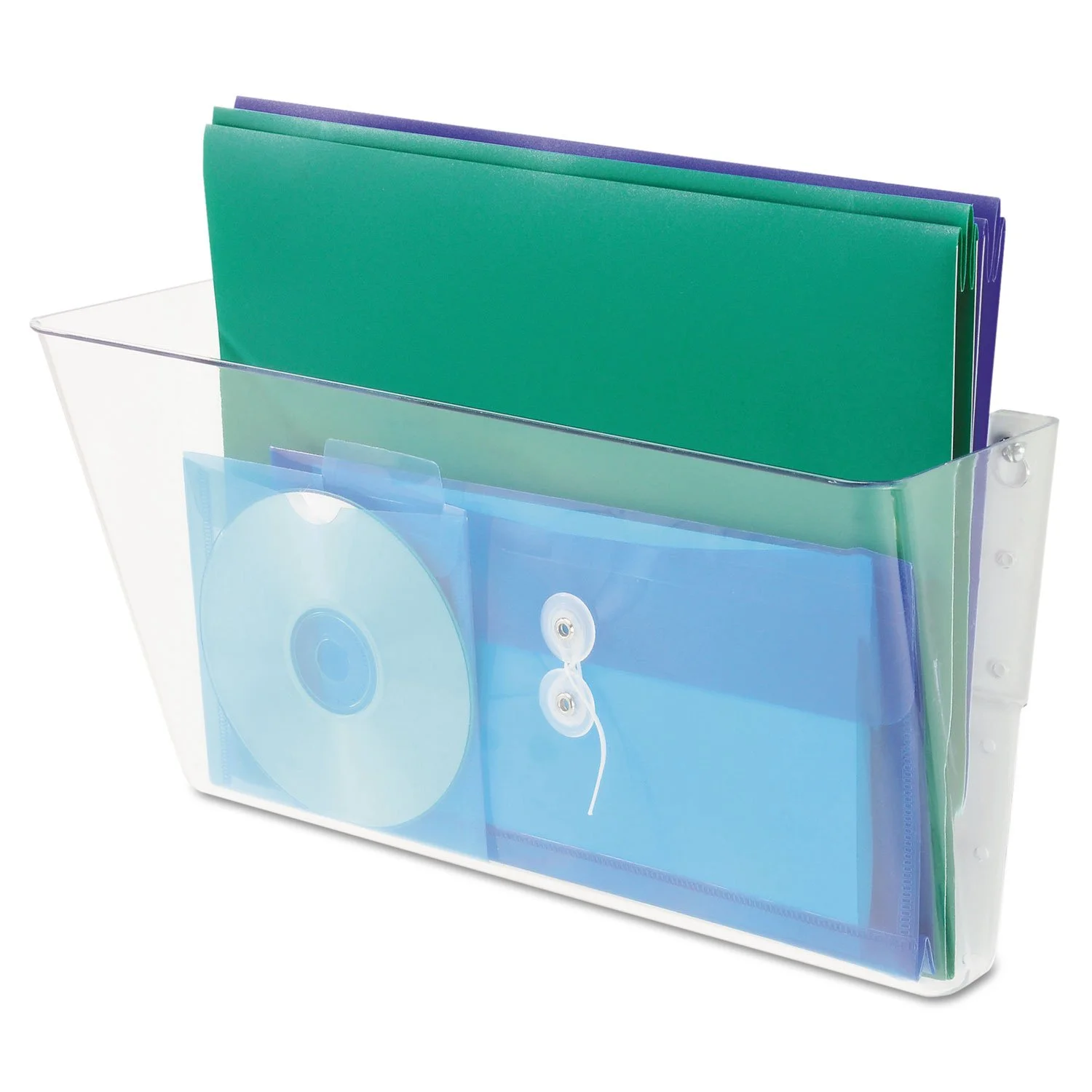 deflecto Single Unit Stackable DocuPockets, 1 Compartment(s), 7inH x 16.3inW x 4inD, Wall Mountable, Clear, 1Each