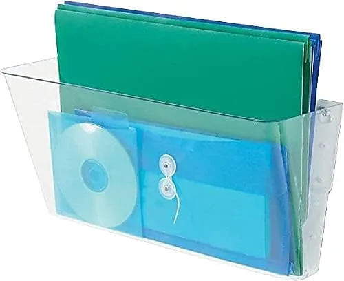 deflecto Single Unit Stackable DocuPockets, 1 Compartment(s), 7inH x 16.3inW x 4inD, Wall Mountable, Clear, 1Each