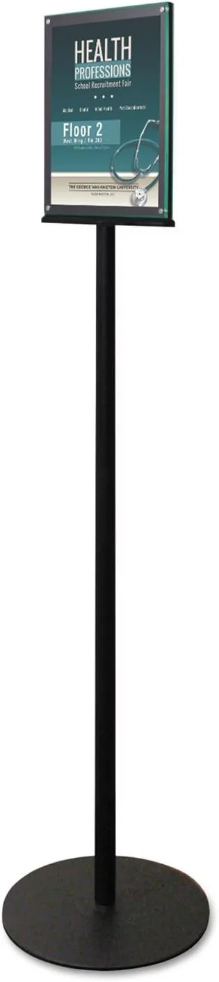 deflecto Double-Sided Magnetic Sign Display, 8.5 x 11 Insert, 56" Tall, Clear/Black