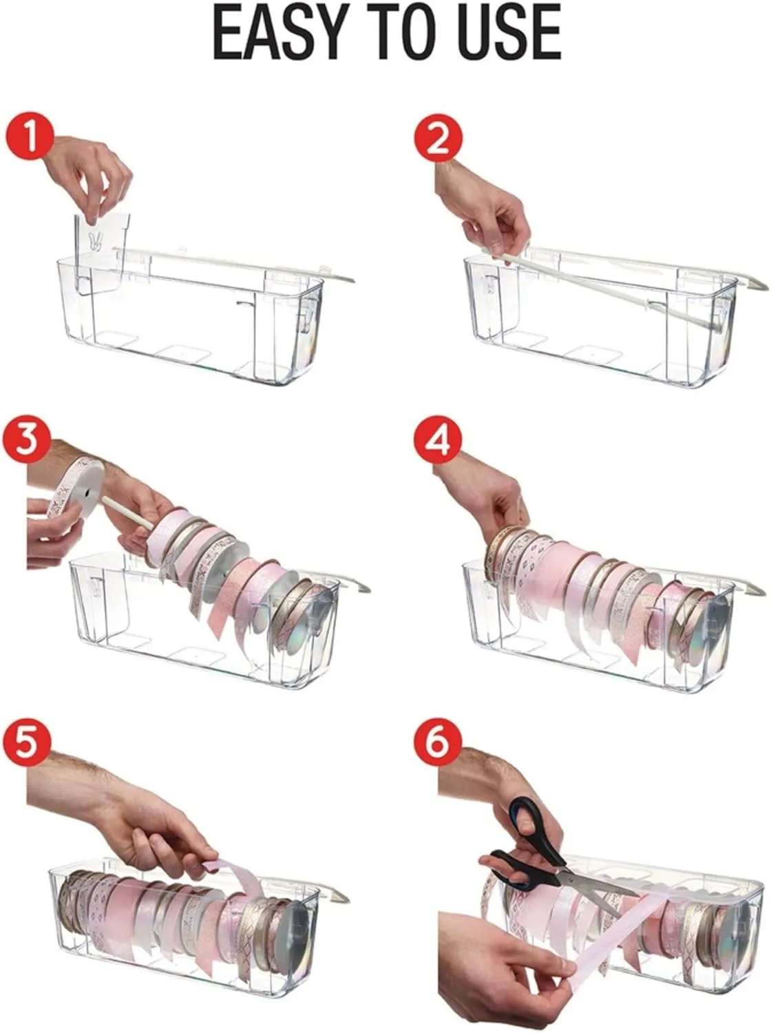 Deflecto Ribbon Dispenser, Clear 13.3" x 4.4" x 4.2"