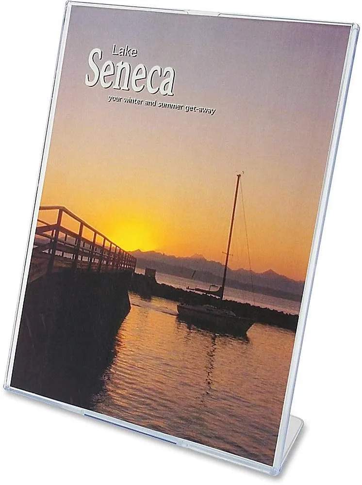 Deflecto Superior Image Slanted Sign Holder, Portrait, 8.5 x 11 Insert, Clear
