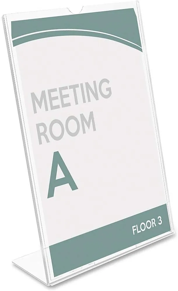 Deflecto Superior Image Slanted Sign Holder, Portrait, 8.5 x 11 Insert, Clear