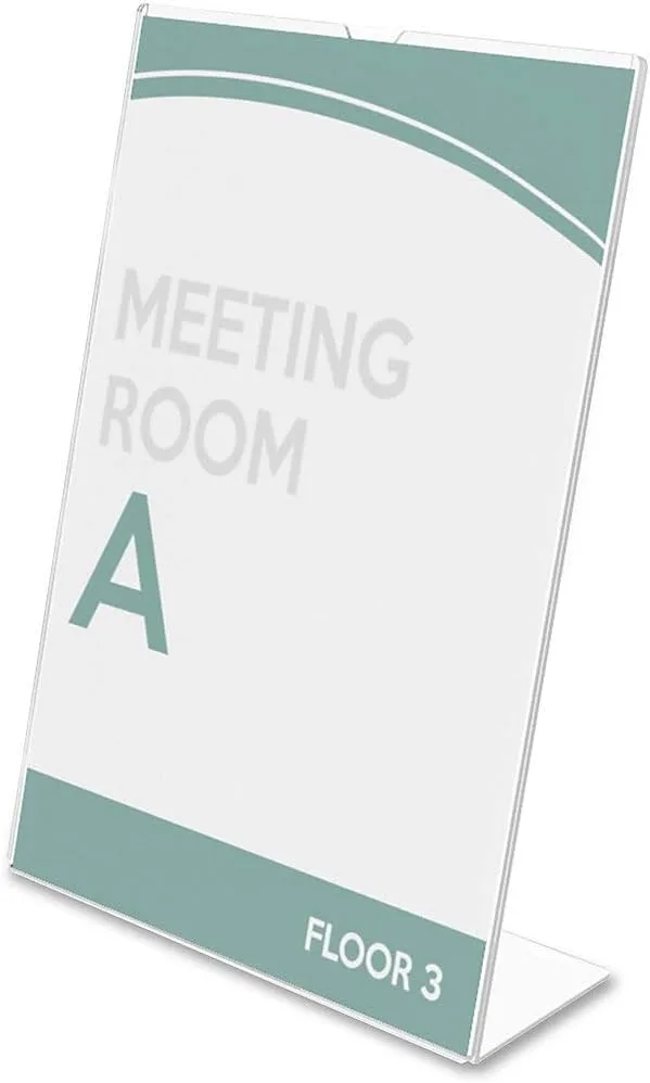 Deflecto Superior Image Slanted Sign Holder, Portrait, 8.5 x 11 Insert, Clear