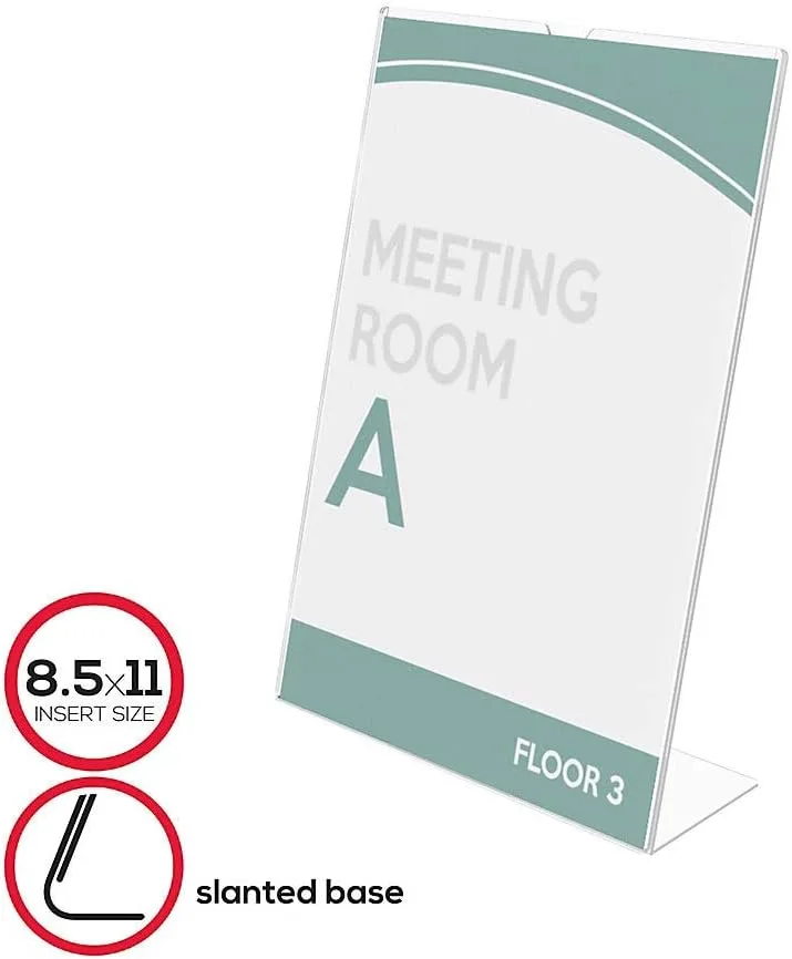 Deflecto Superior Image Slanted Sign Holder, Portrait, 8.5 x 11 Insert, Clear