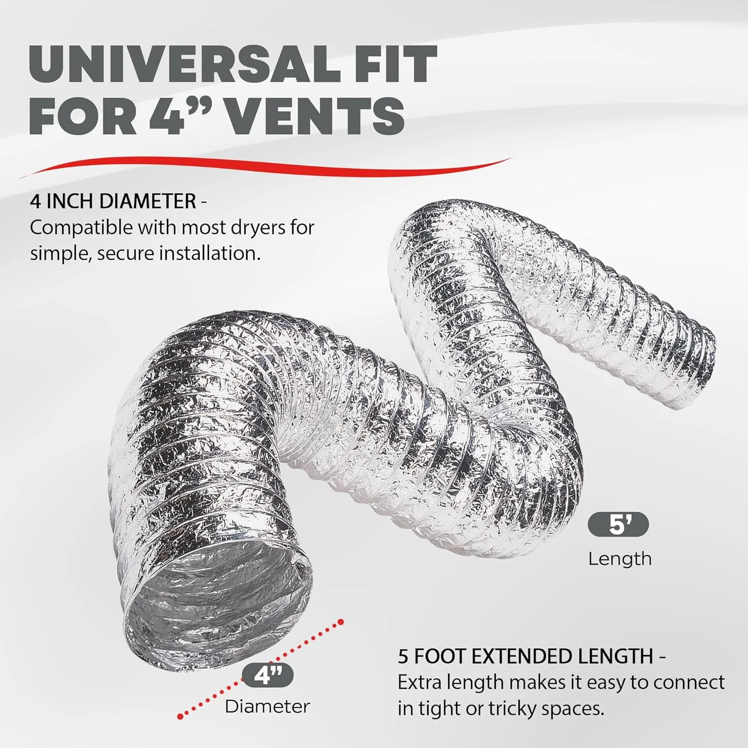 DEFLECTO Supurr-Flex 5-Ply 4in Aluminum Dryer Vent Duct