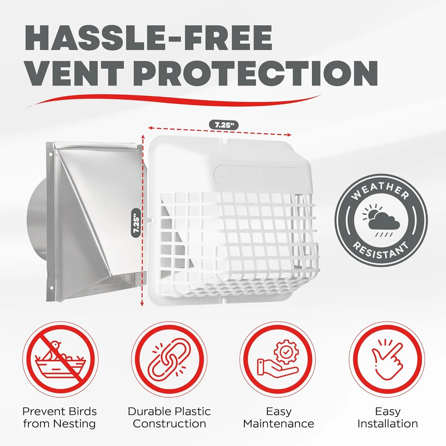 Deflecto Universal Bird Guard, Fits 3 inch to 4 inch Vent Hoods | Durable, Easy-to-Install & Prevents Birds