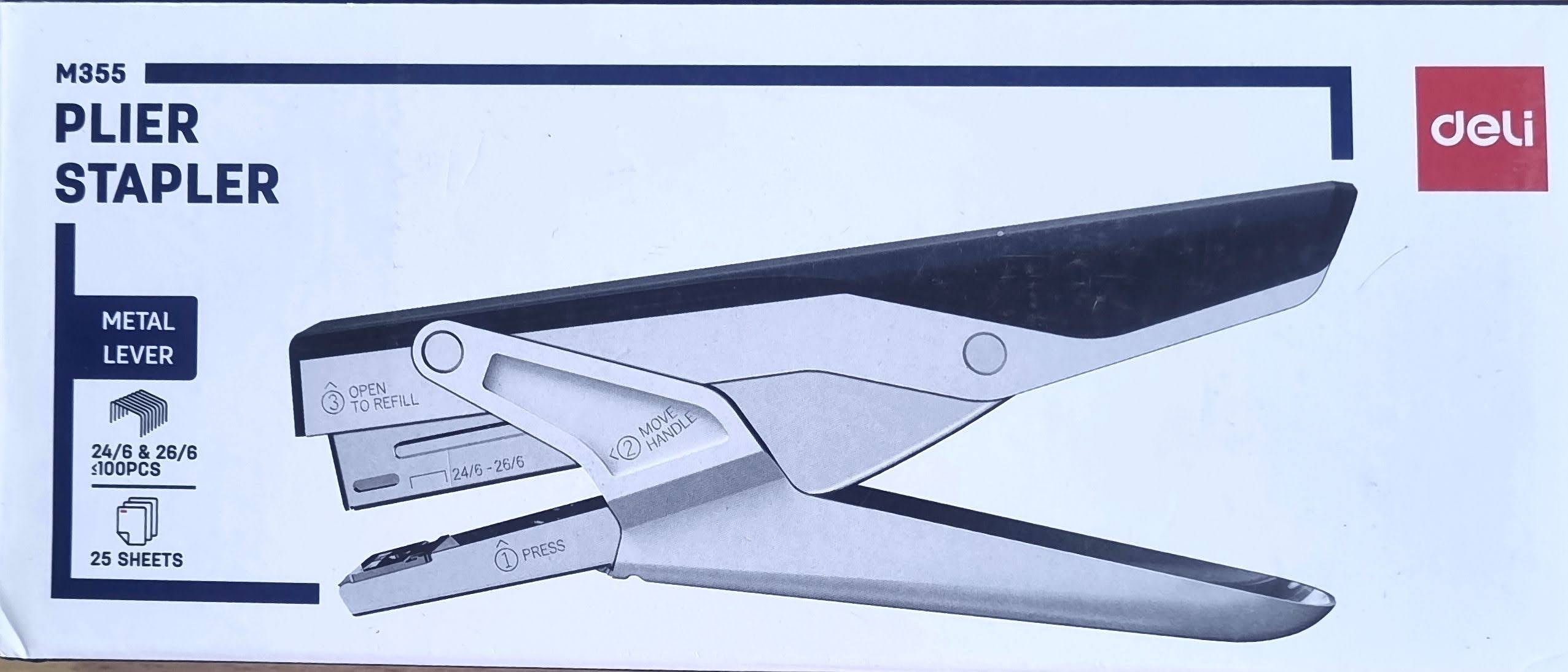 DELI EM355 STAPLING PLIER. Uses 26/6 & 24/6mm
