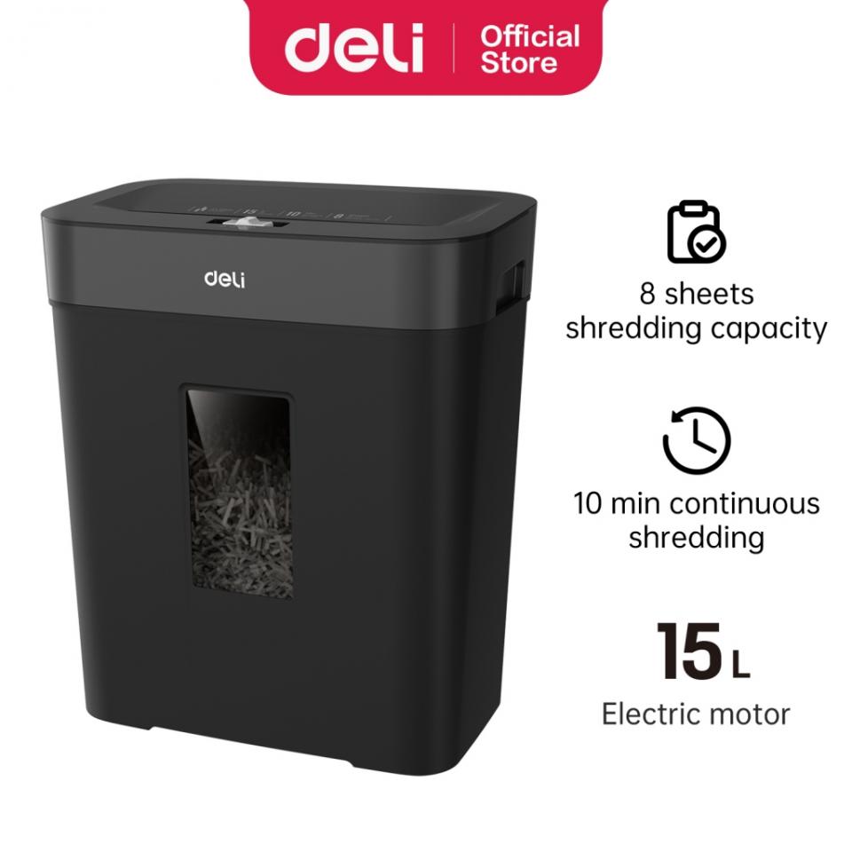 DELI T023 PAPER SHREDDER 8 SHTS 15L BLACK
