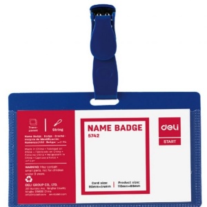 DELI E5742 HARD NAME BADGE/PP CLIP BLUE