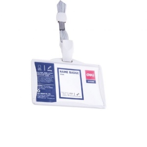 DELI E5744 GREY NAME BADGE W/GRY LANYARD