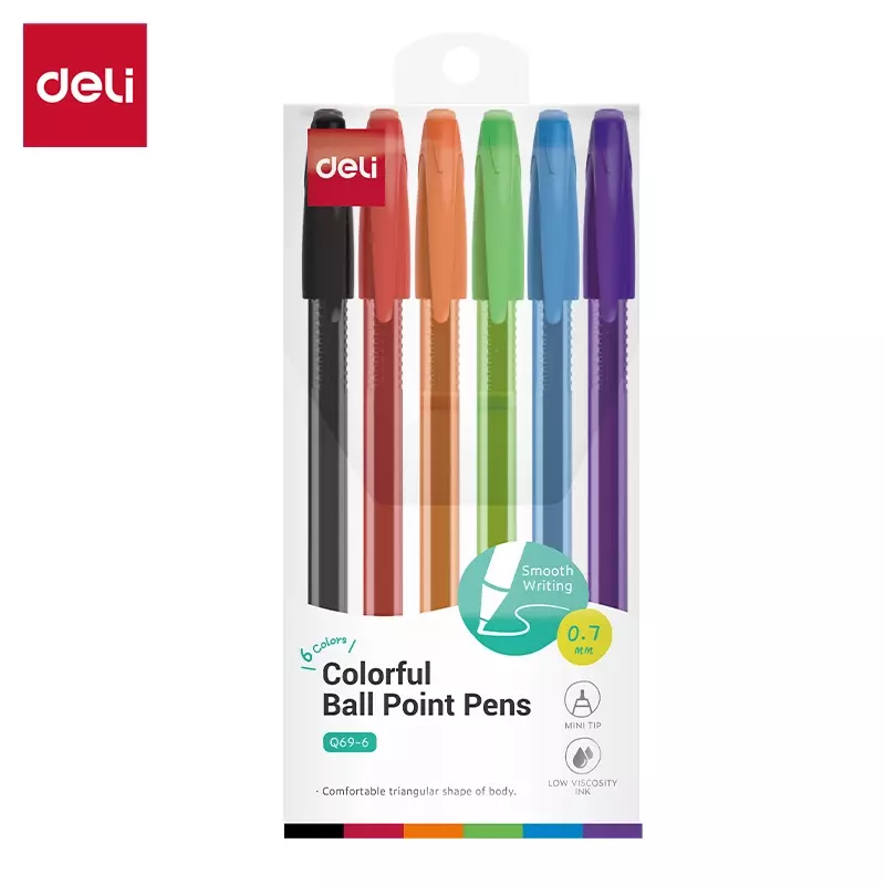 DELI Q69-6 FINEPOINT BIROS 0.7MM MINI-TIP SET OF 6 COLORS
