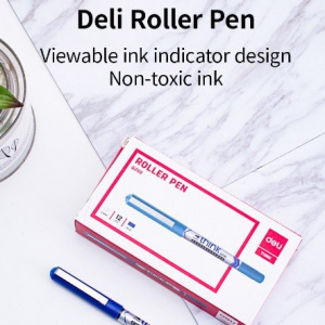 DELI Q20030 THINK ROLLER PEN 0.5MM BLUE