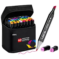 Deli Sketch Marker Dual Tips Chisel & Bullet -