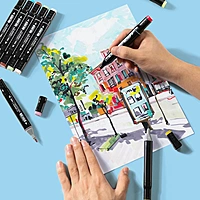 Deli Sketch Marker Dual Tips Chisel & Bullet -