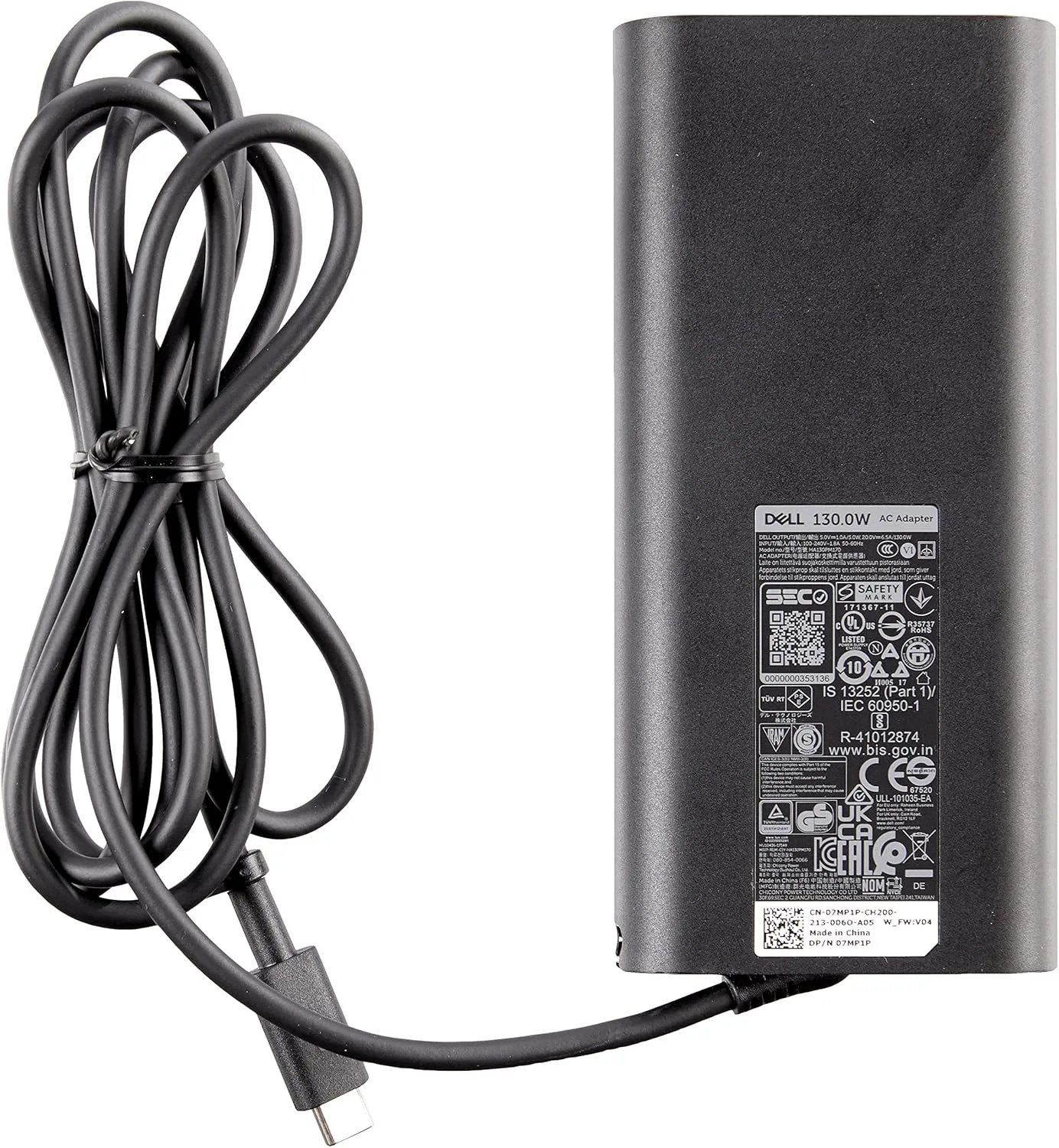 Dell 450AHOM USB-C 130 W AC Adapter with 1meter Power Cord - United States