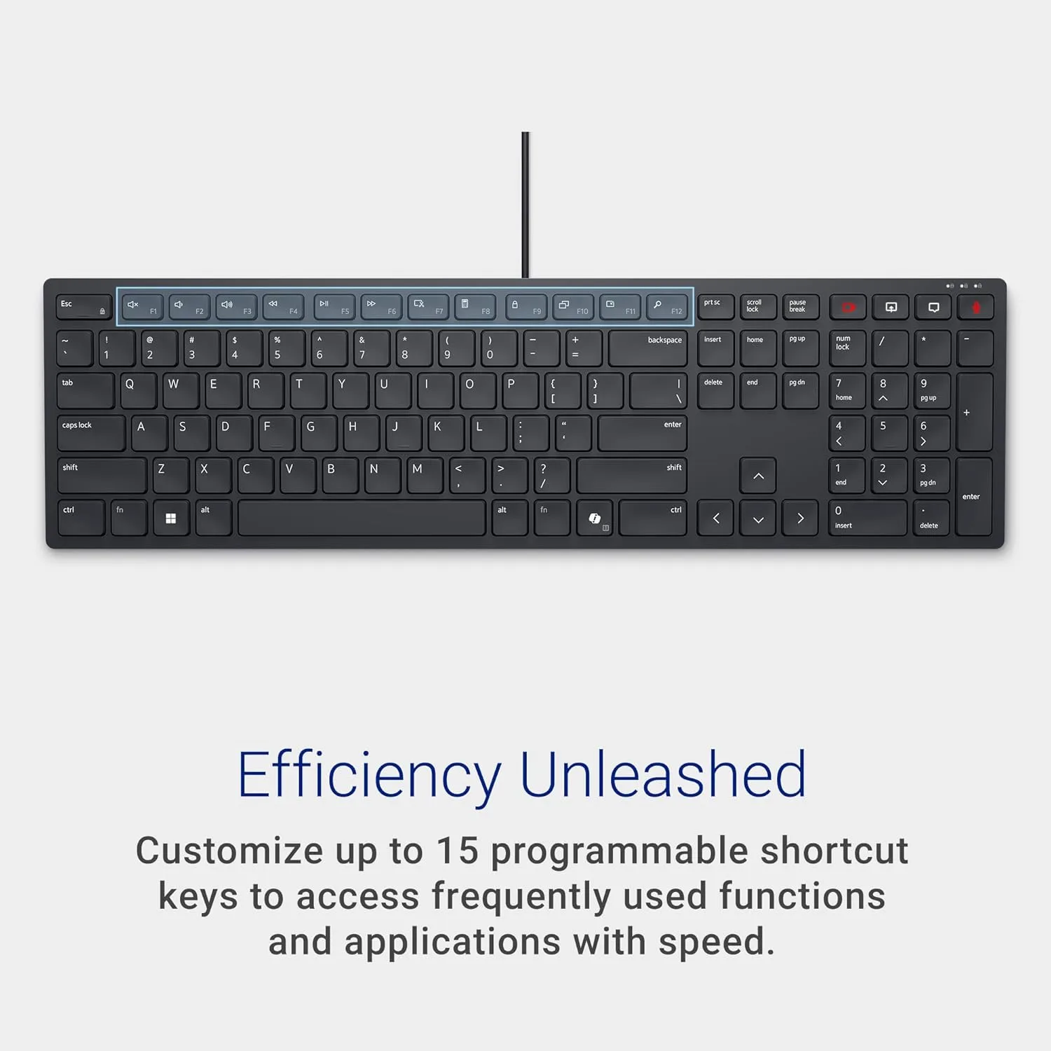 Dell KB525C Wired Collaboration Keyboard - USB-C & USB-A Versatile connectivity, 15 Programmable Shortcuts Keys