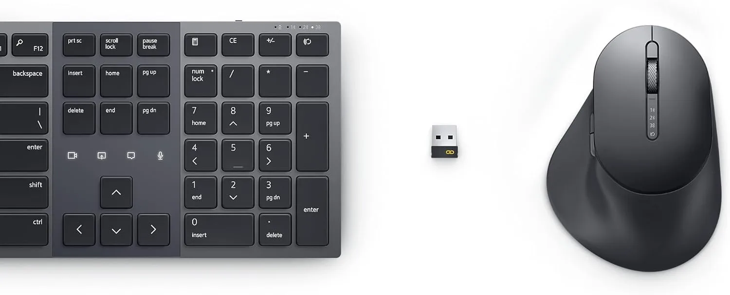 Dell KM900 Premier Collaboration Keyboard and Mouse - Zoom Touch Controls, Backlight, Bluetooth 5.1