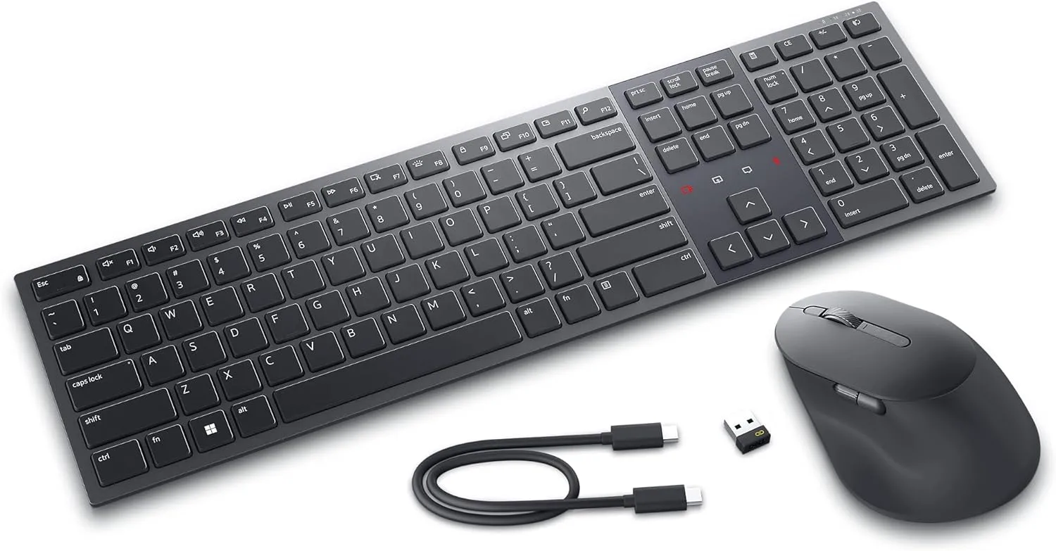 Dell KM900 Premier Collaboration Keyboard and Mouse - Zoom Touch Controls, Backlight, Bluetooth 5.1