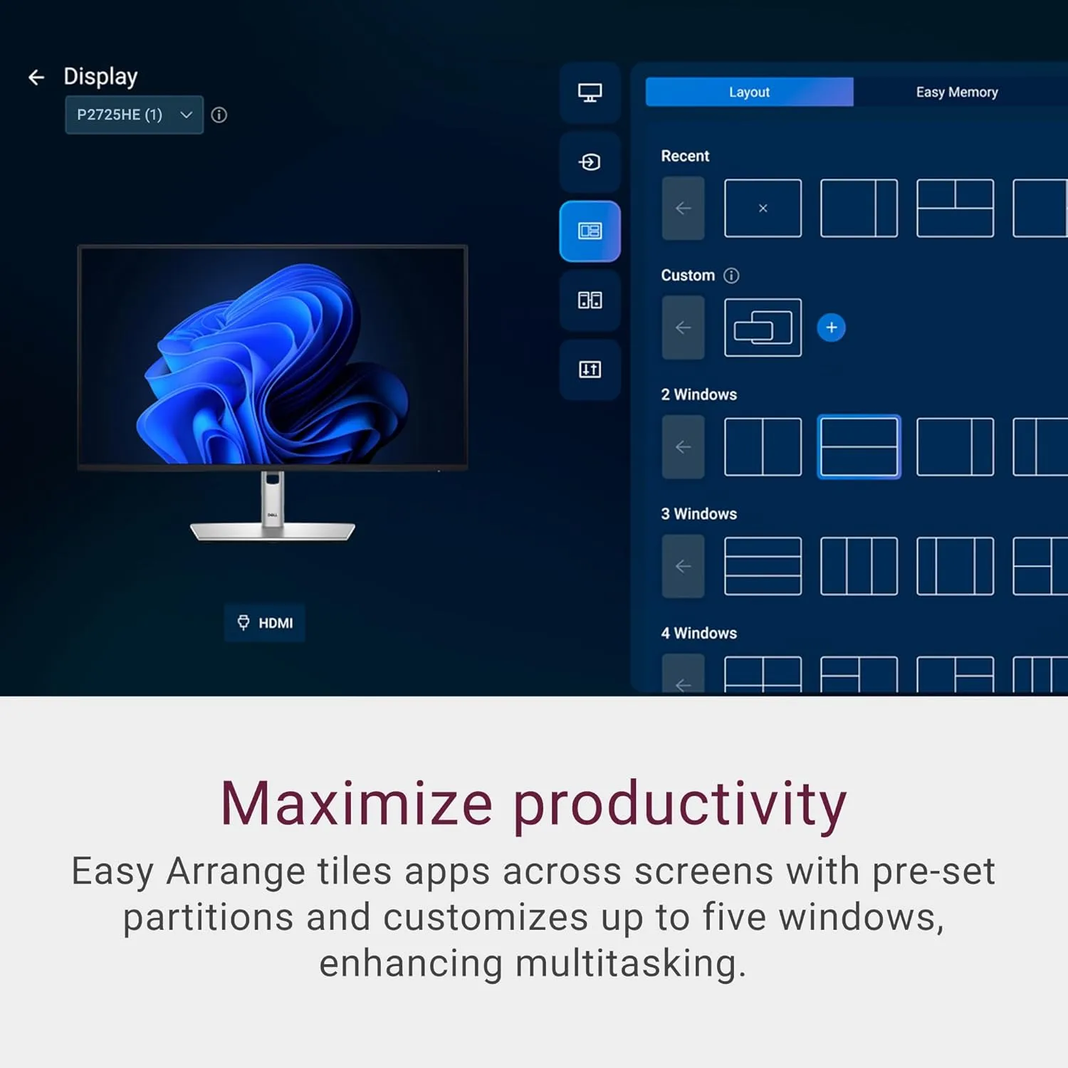 Dell Pro 32 Plus QHD USB-C Hub Monitor P3225DE - 31.5-inch QHD (2560x1440) 100Hz 8ms Display, USB-C/HDMI/DisplayPort Connectivity, Height/Swivel/Pivot/Tilt Adjustment, 4 Star TÜV Eye Comfort - Black