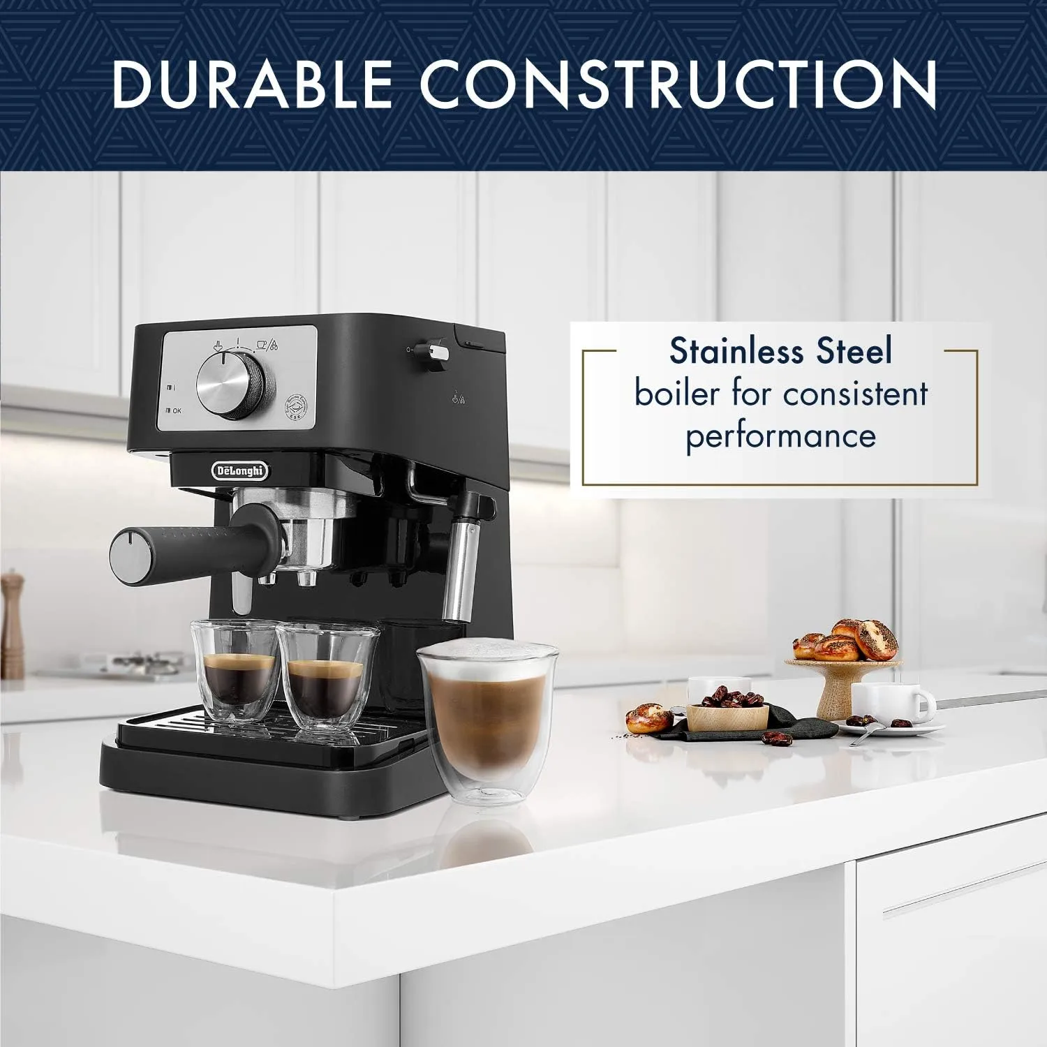 De'Longhi Stilosa Manual Espresso Machine, Compact Coffee Maker, 15 Bar Pump Pressure