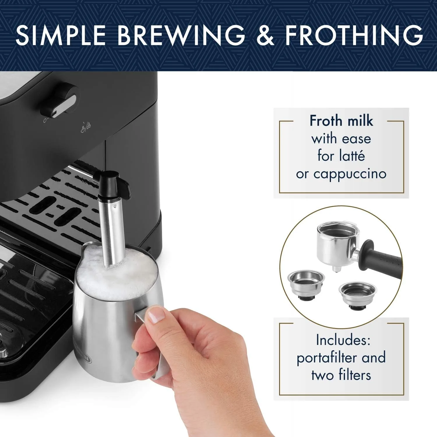 De'Longhi Stilosa Manual Espresso Machine, Compact Coffee Maker, 15 Bar Pump Pressure