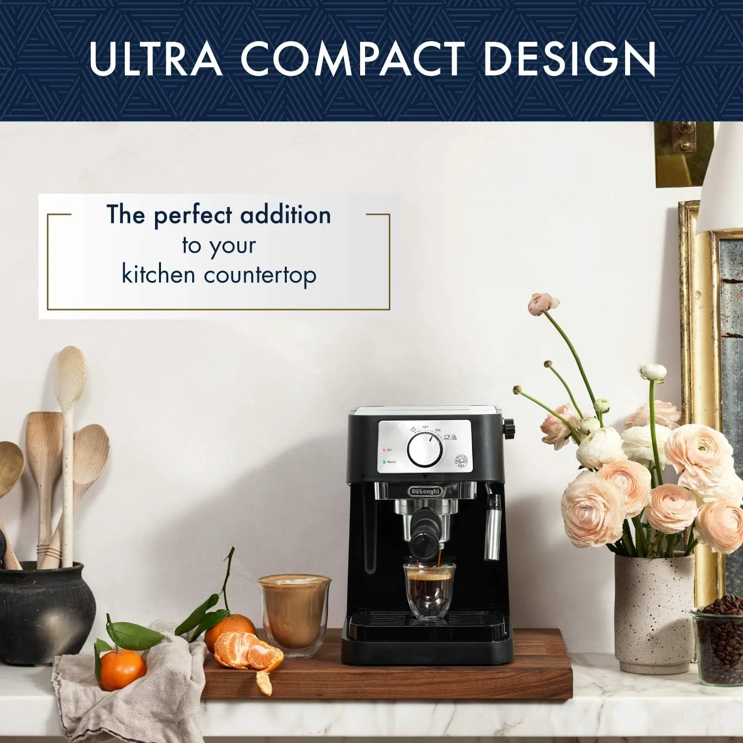 De'Longhi Stilosa Manual Espresso Machine, Compact Coffee Maker, 15 Bar Pump Pressure