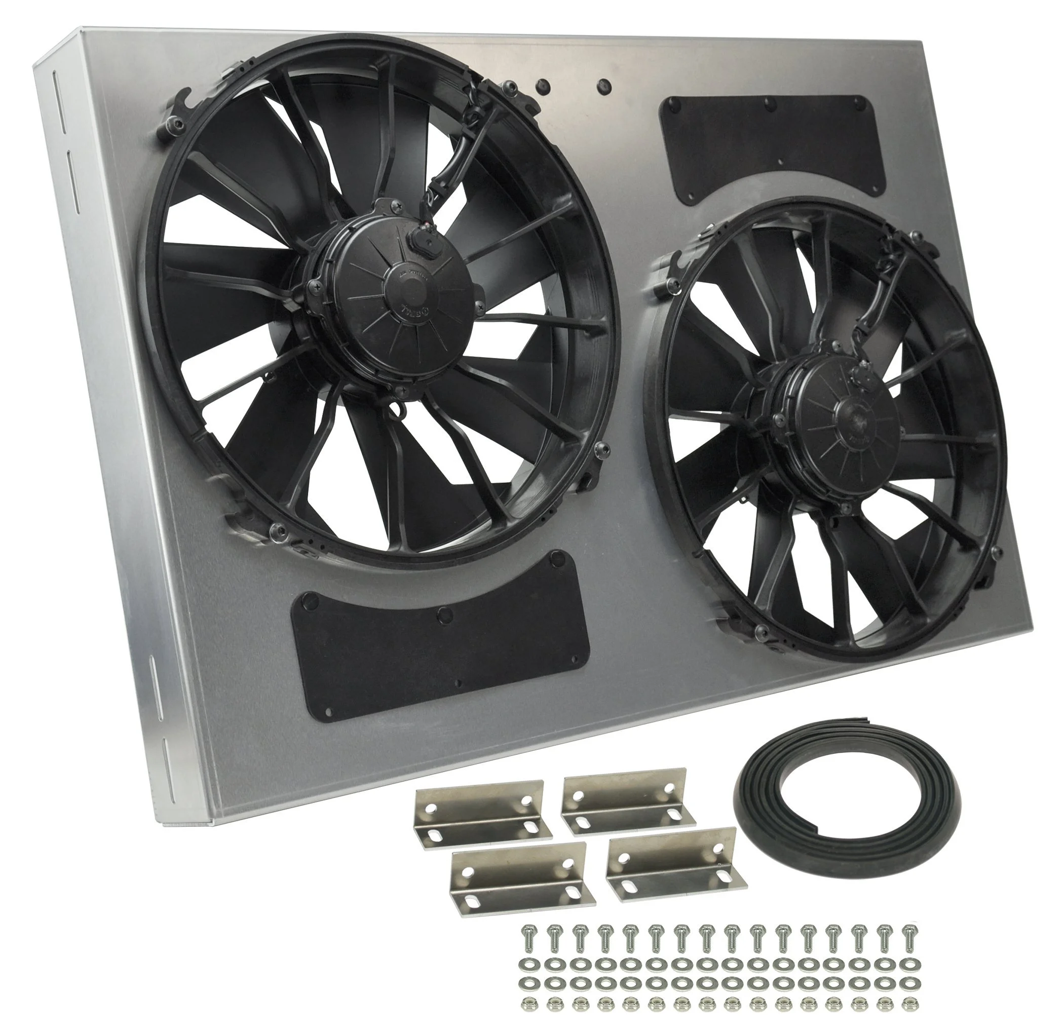 Derale 16837 Dual Radiator Fan with Aluminum Shroud Assembly