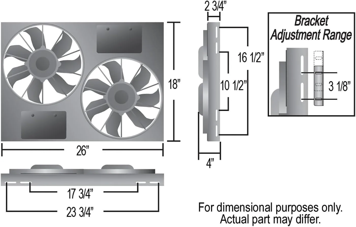 Derale Performance 16842 Gray/Black High Output Dual Radiator Fan