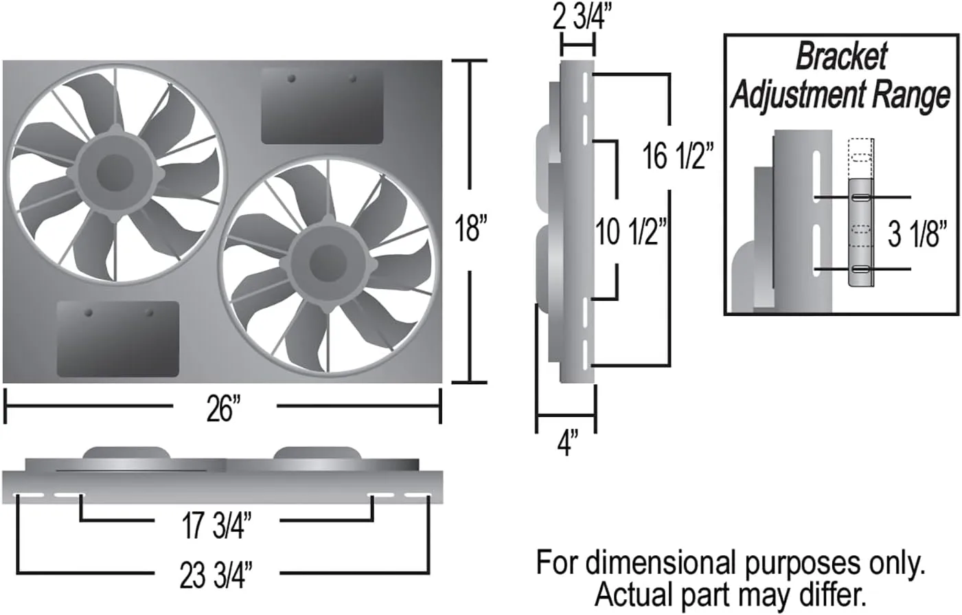 Derale Performance 16927 Gray/Black High Output Dual Radiator Fan