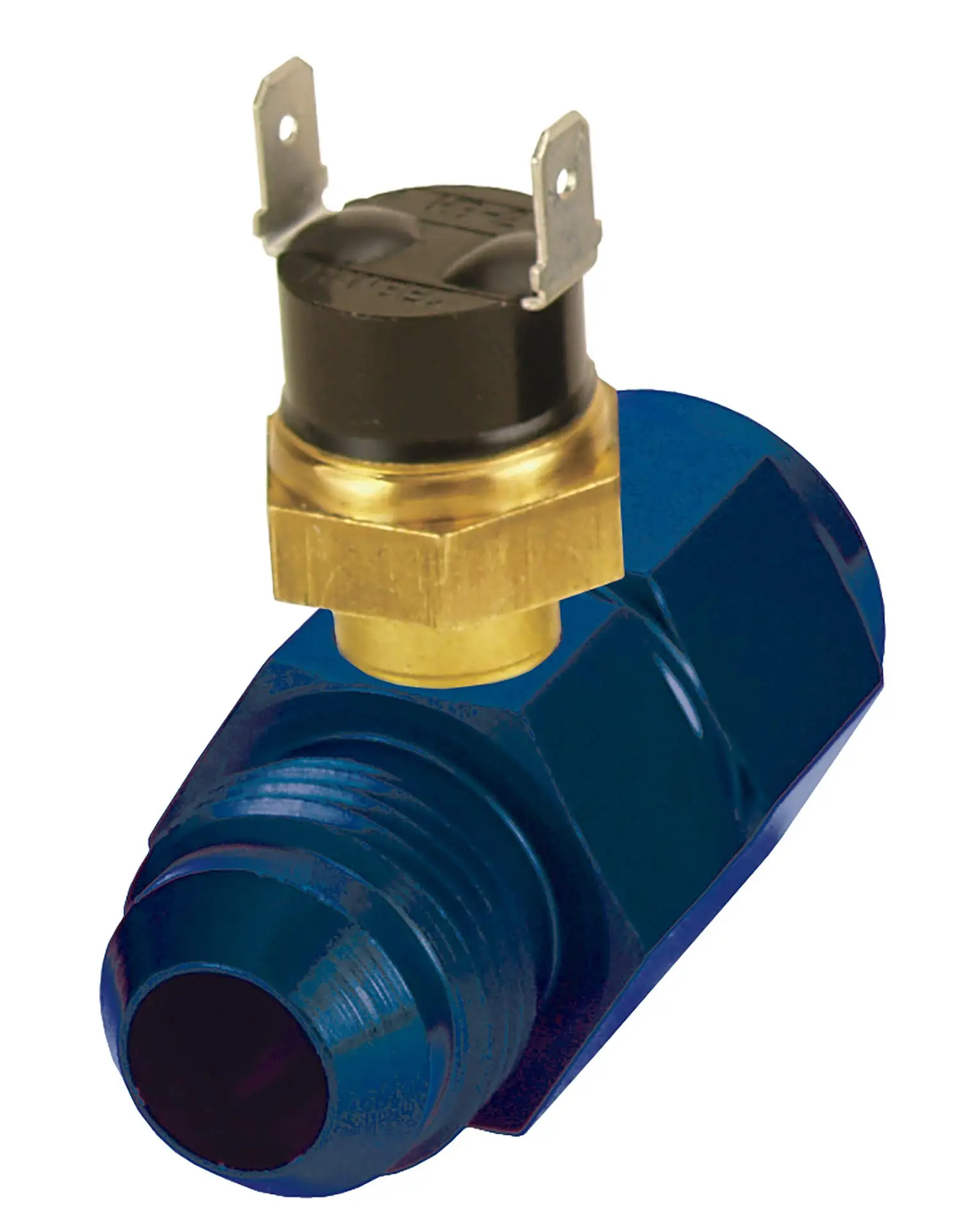Derale 35021 -8AN x -8AN Premium 180 Degree In-Line Fluid Thermostat , Blue
