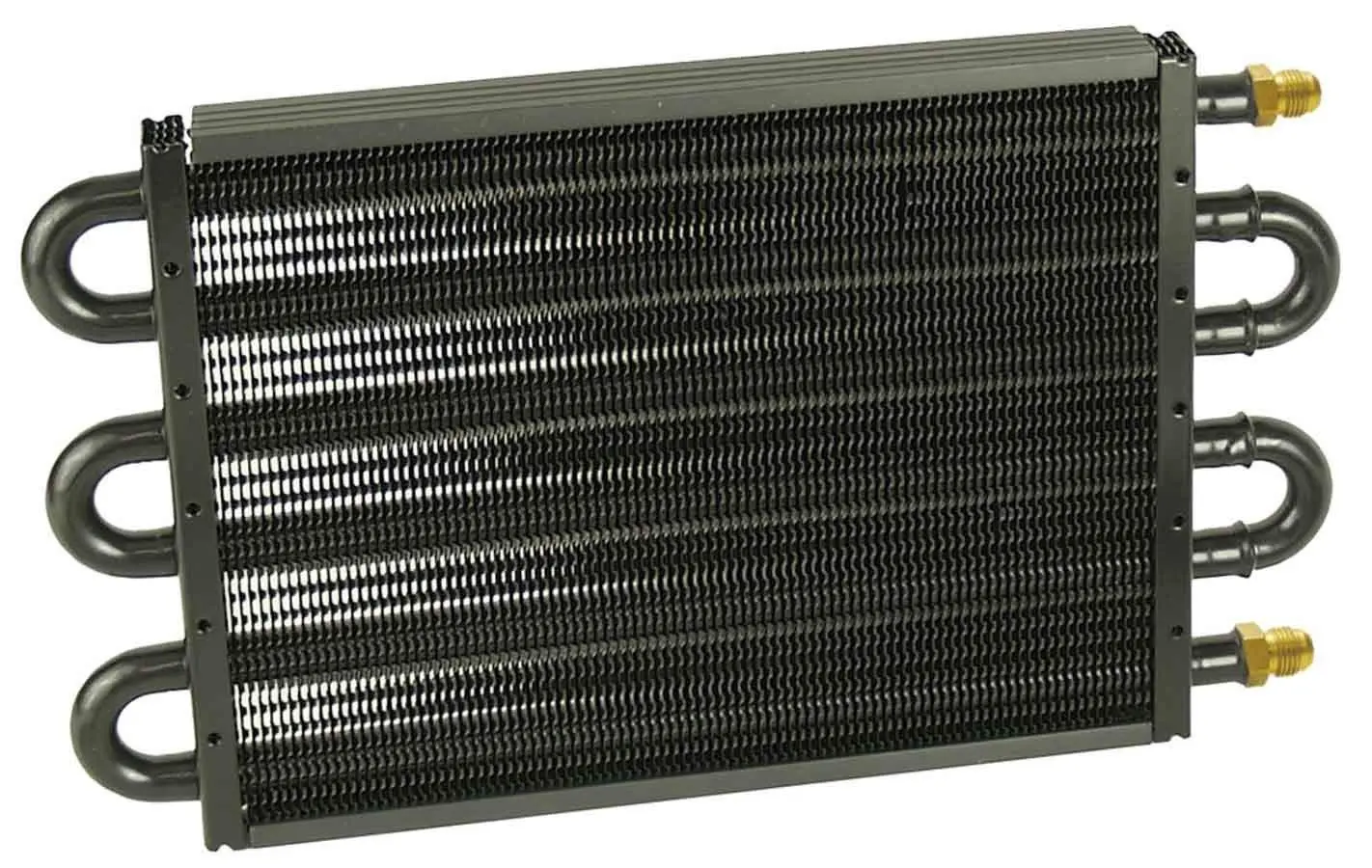 Derale Fluid Cooler, 13.5 x 7.625 x 0.75 in, Tube Type, 6 AN Male Inlet/Outlet, Aluminum, Black Powder Coat, Universal, Each