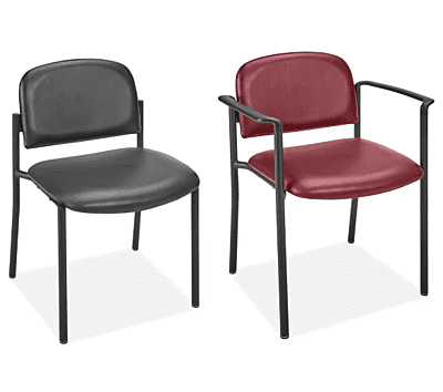 Silla de Vinil con Armazón Tipo Trineo y Descansabrazos - Negra