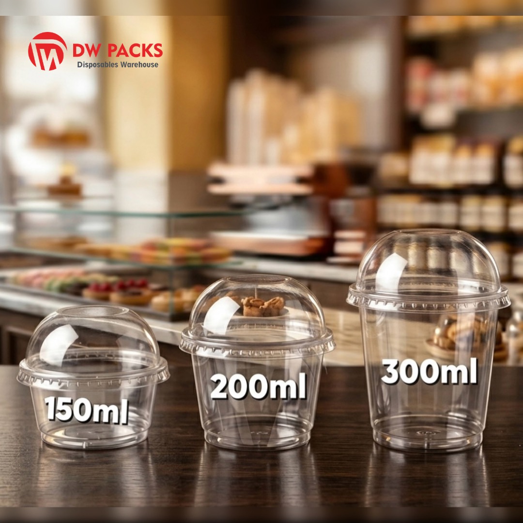 CLEAR DESSERT CUPS WITH DOME LIDS (150ML/200ML/300ML)