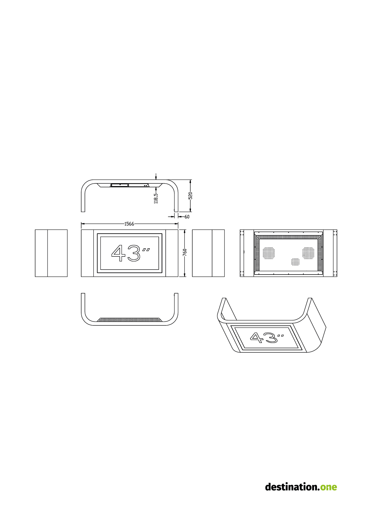 destination.kiosk 43-Zoll INDOOR Touchdesk