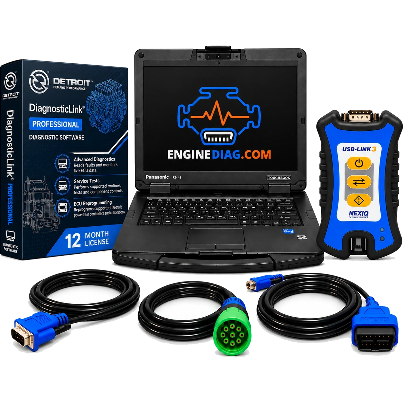 Detroit Diesel DiagnosticLink + NEXIQ USB-Link 3 Diagnostic Laptop Kit