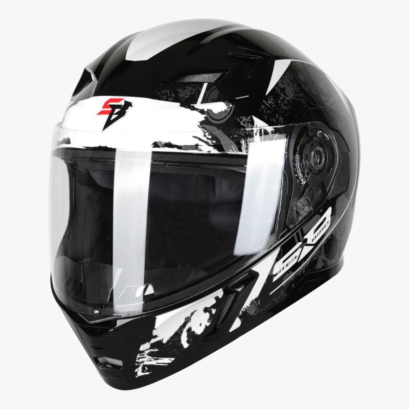 STEELBIRD SBA-21 COMBAT GLOSSY BLACK/WHITE C/V (L)